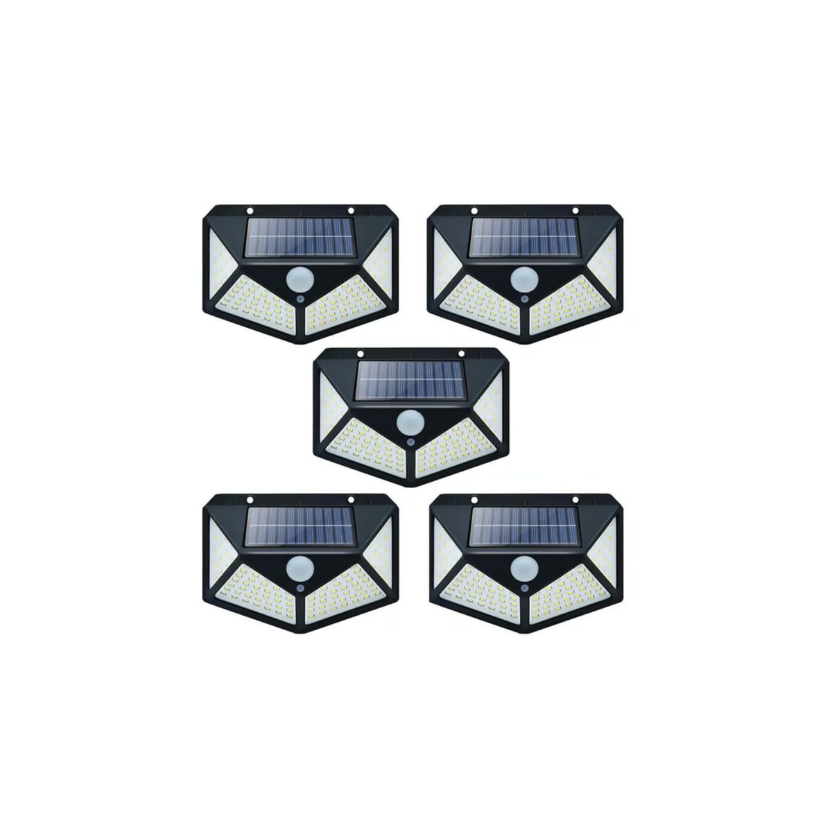 GENERICO - Pack 5 Foco Solar 100 Led Sensor Movimiento De Exterior Pared