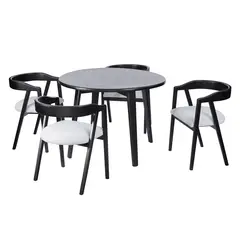 BETA NATIVA - Comedor Ignacia 4 sillas Redondo Estilo Sónico color chocolate
