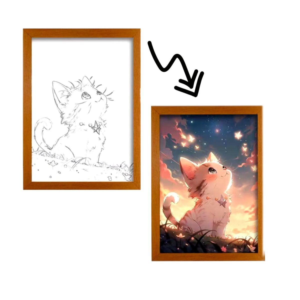 GENERICO - Cuadro Led Gato 23x18cm