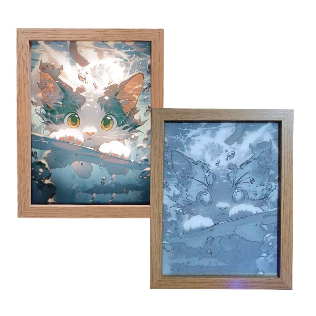 GENERICO - Cuadro Led Gatito 23x18cm