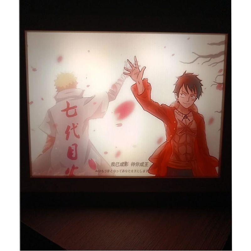 GENERICO - Cuadro Led Luffy Y Naruto 23x18cm