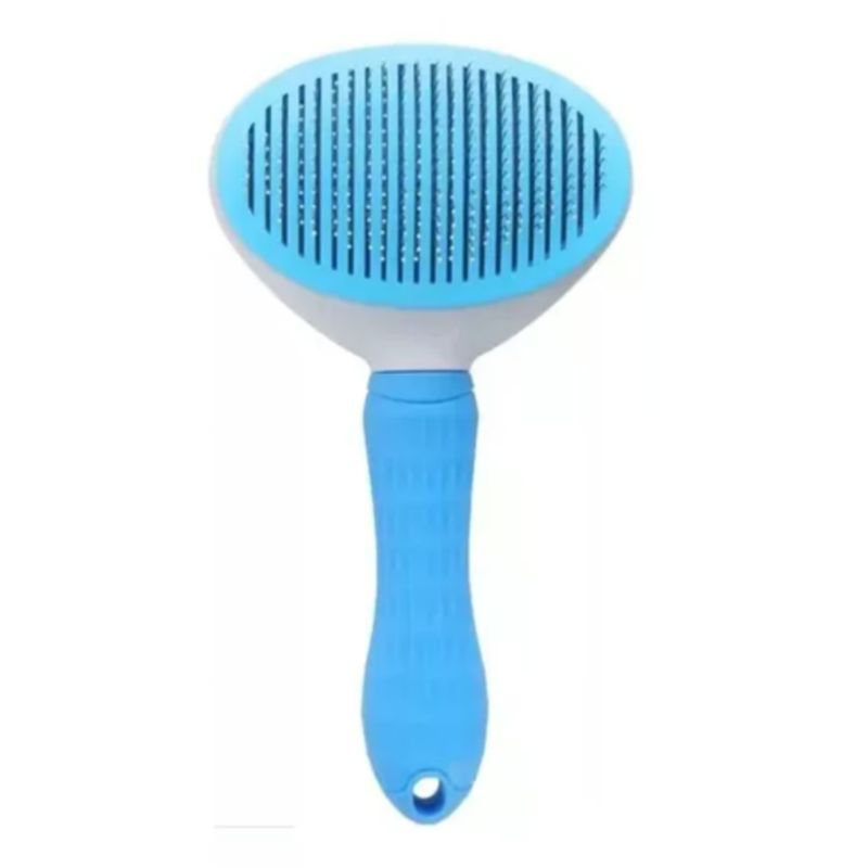 GENERICO - Cepillo Para Perros Y Gatos Con Expulsador De Pelo Celeste