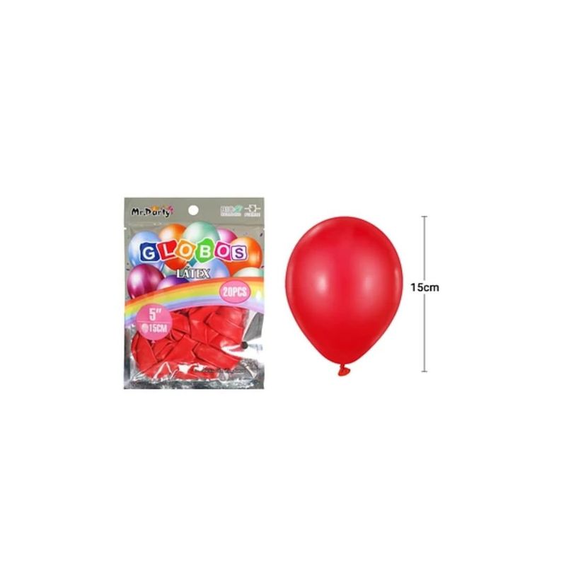 GENERICO - Globos De Látex Rojo Mate 15cm 20pcs