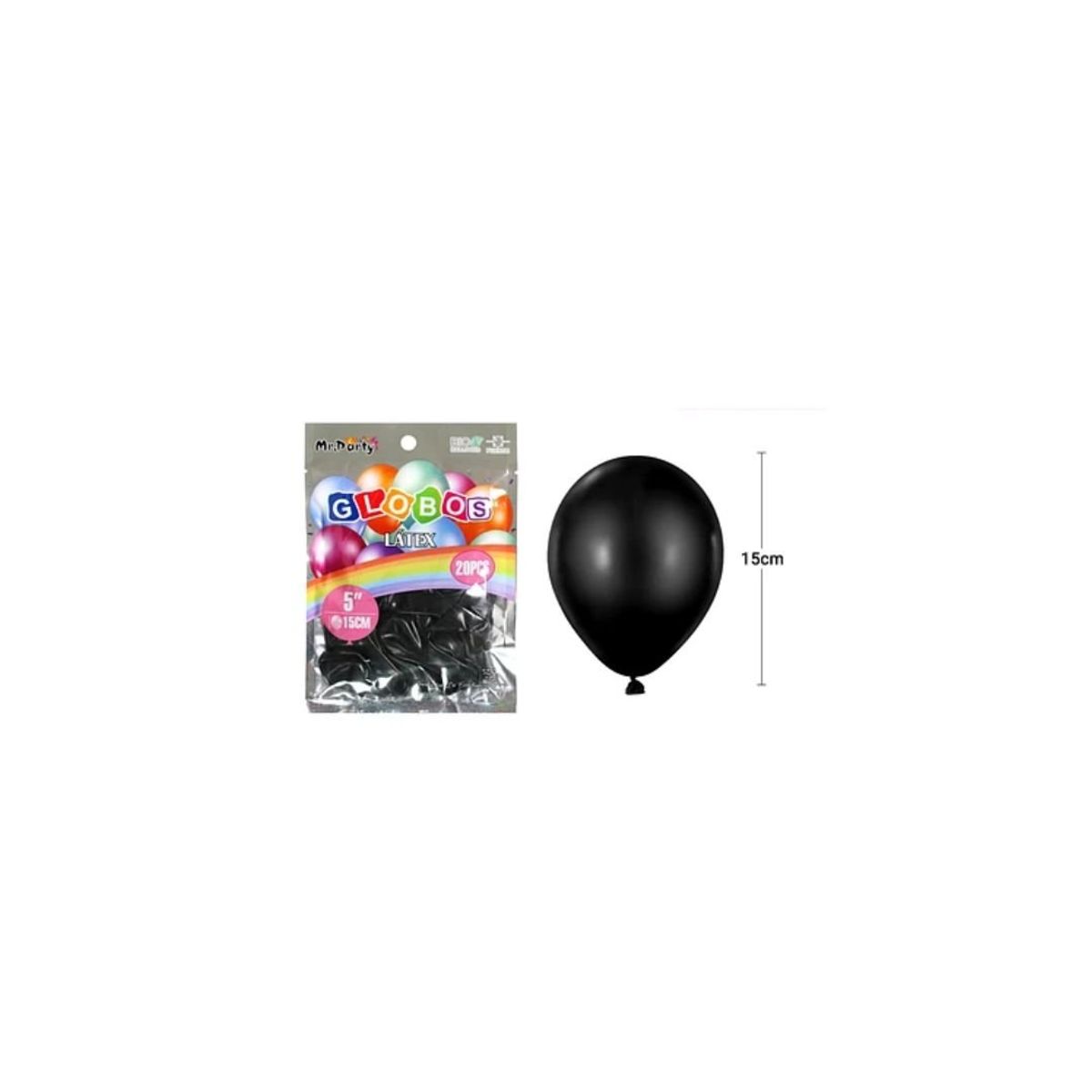 GENERICO - Globos De Látex Negro Mate 15cm 20pcs