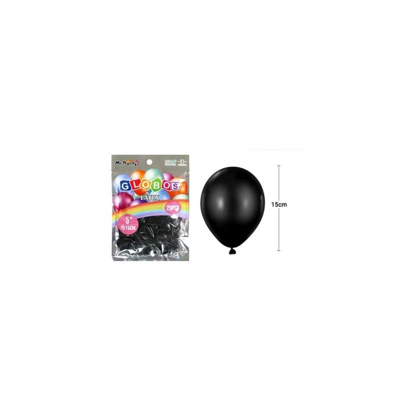 GENERICO - Globos De Látex Negro Mate 15cm 20pcs