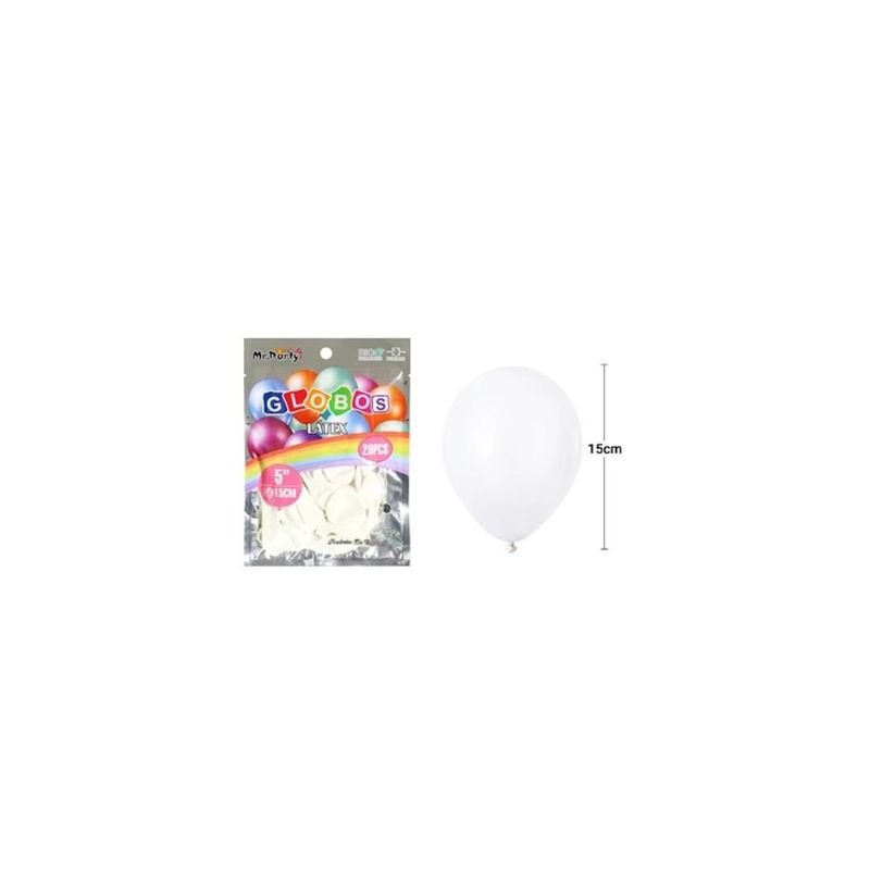 GENERICO - Globos De Látex Blanco Mate 15cm 20pcs