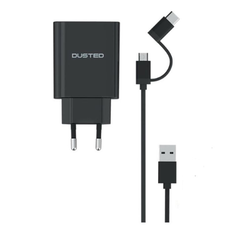 DUSTED - Cargador Carga Rápida 3.0 18W Quick Charge 2 en 1 Dusted Negro