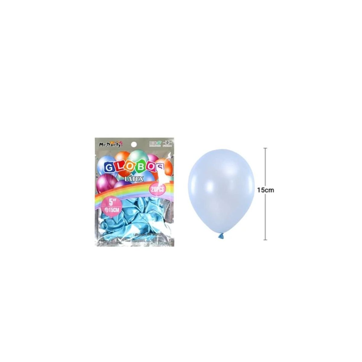 GENERICO - Globos de látex Perlado Celeste 15cm 20pcs