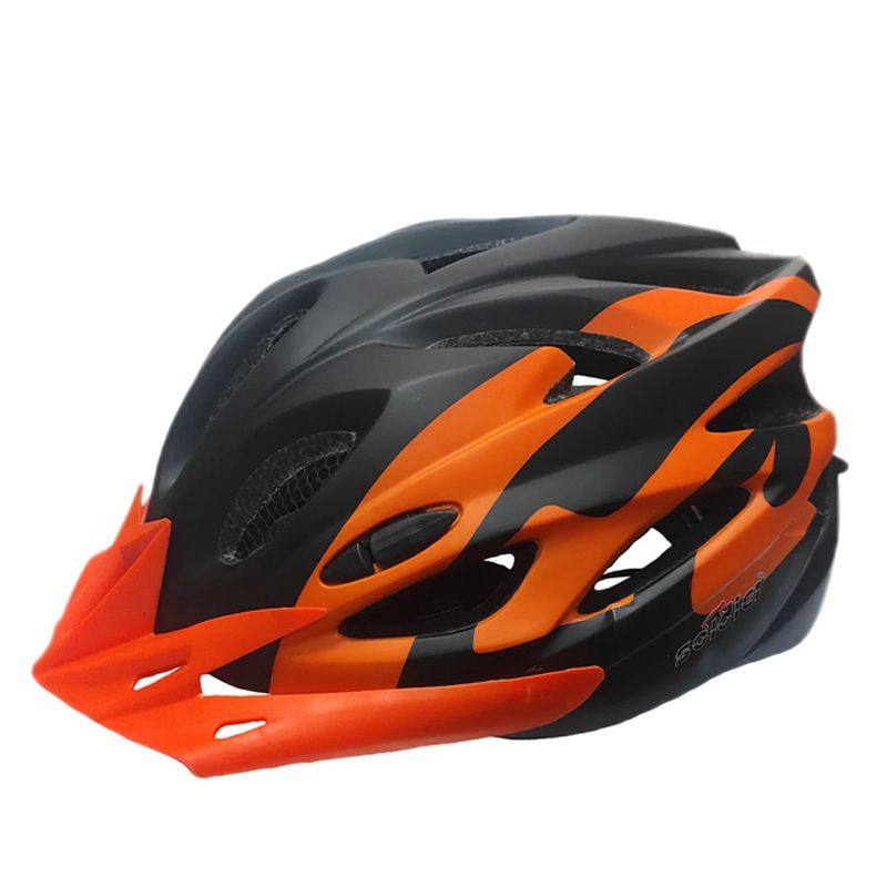GENERICO - Casco bicicleta regulable abierto con luz Adulto Naranjo