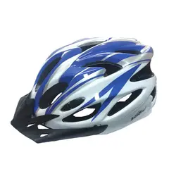 GENERICO - Casco bicicleta regulable abierto con luz Adulto Azul Blanco