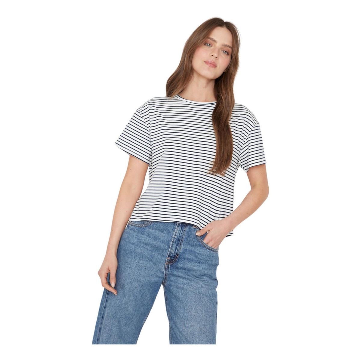 JACINTA TIENDA - Polera Ara blanca y azul Jacinta Tienda