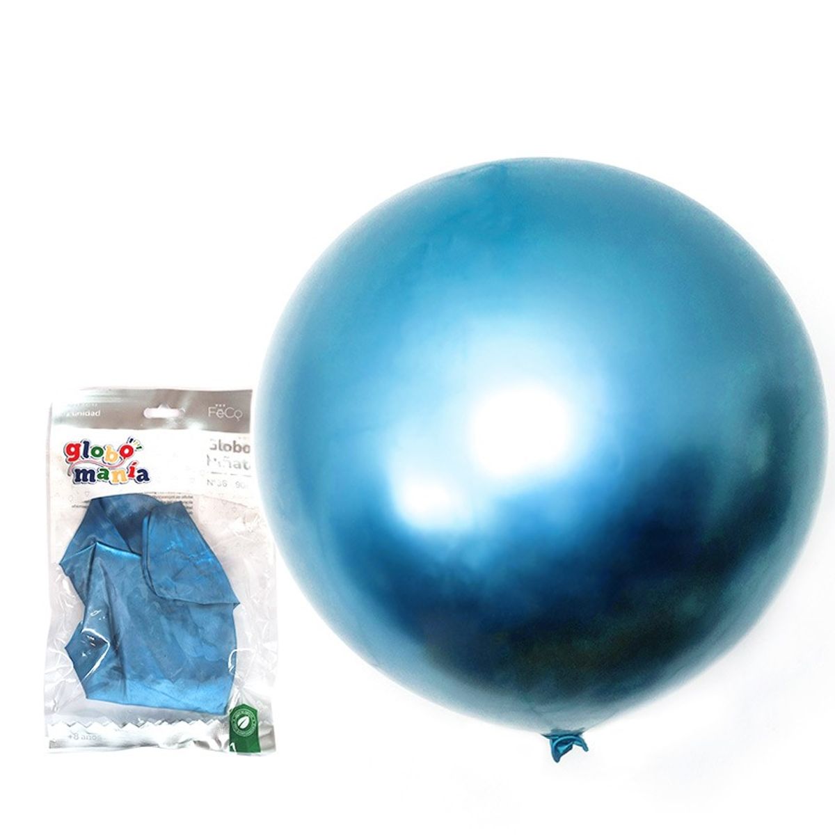 GENERICO - GLOBO PINATA R36 CHROME AZUL X1 UNI
