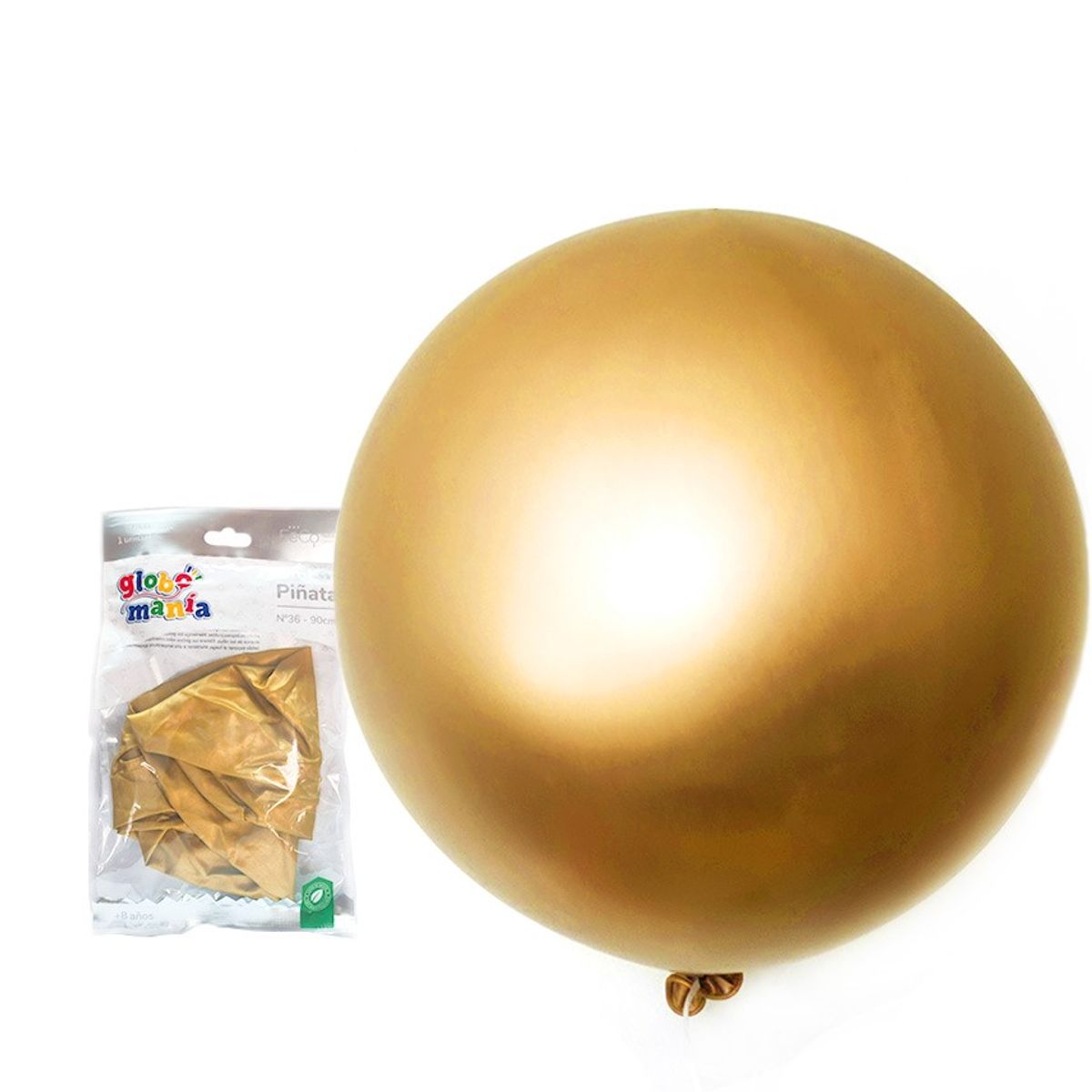 GENERICO - GLOBO PINATA R36 CHROME DORADO X1 UNI