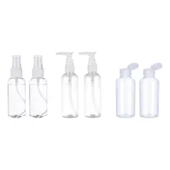 GENERICO - Set 6 Botella De Viaje Variedad 100 Ml Transparente