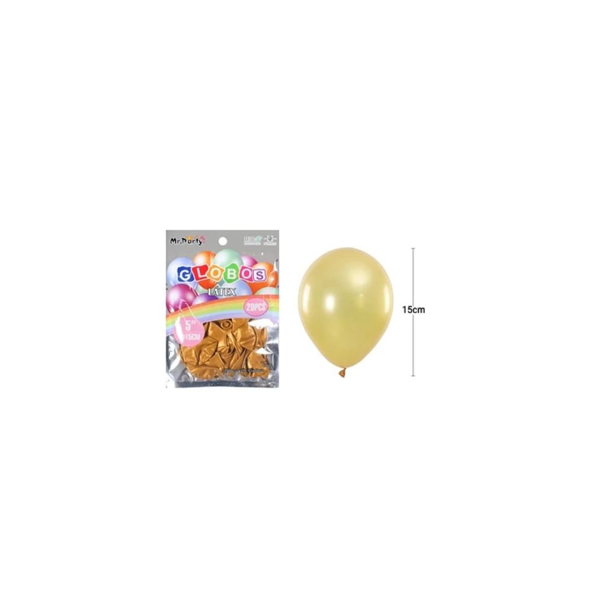GENERICO - Globos De Látex Perlado Dorado 15cm 20pcs