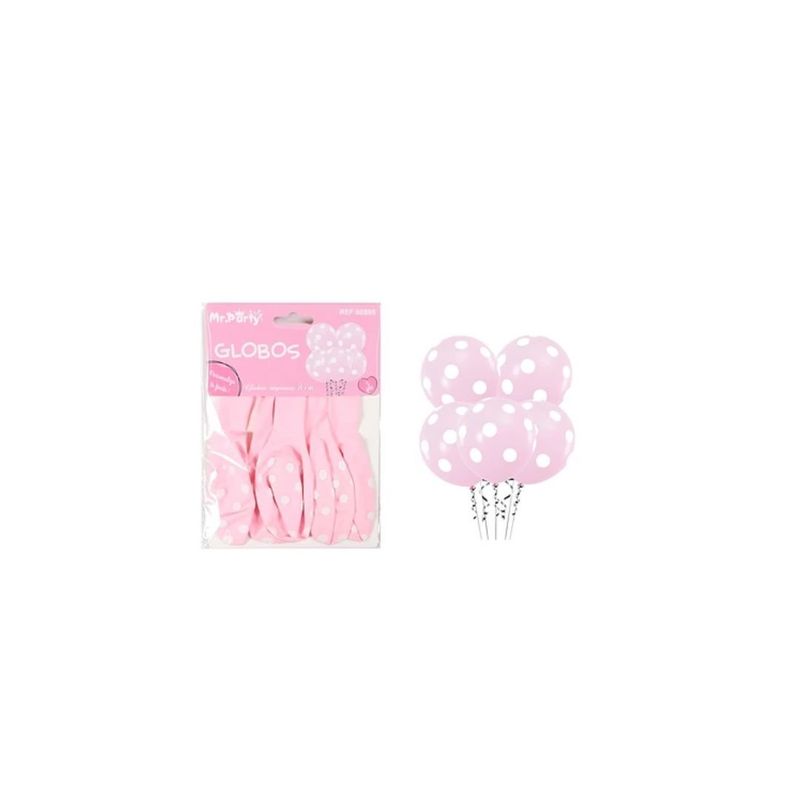 GENERICO - Globos De Látex Puntos Rosa Claro 30cm 5pcs