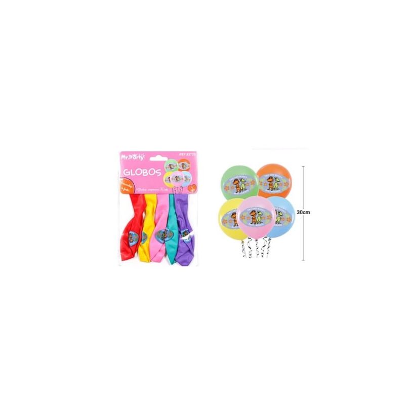 GENERICO - Globos De Látex Mate Multicolor Con Dinosaurios 30cm 5pcs