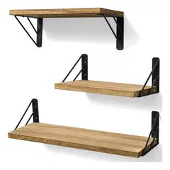 KUANGYE - Repisas Flotantes De Madera Multipropósito Kit X3