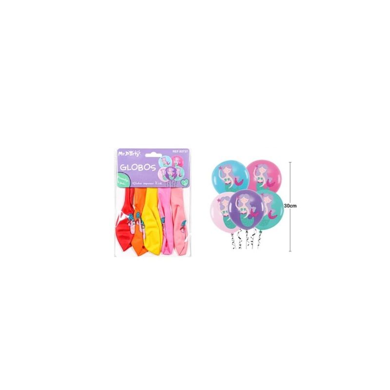 GENERICO - Globos De Látex Mate Multicolor Con Sirena 30cm 5pcs