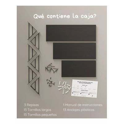 Imagen 2 del producto Repisas Flotantes De Madera Multipropósito Kit X3