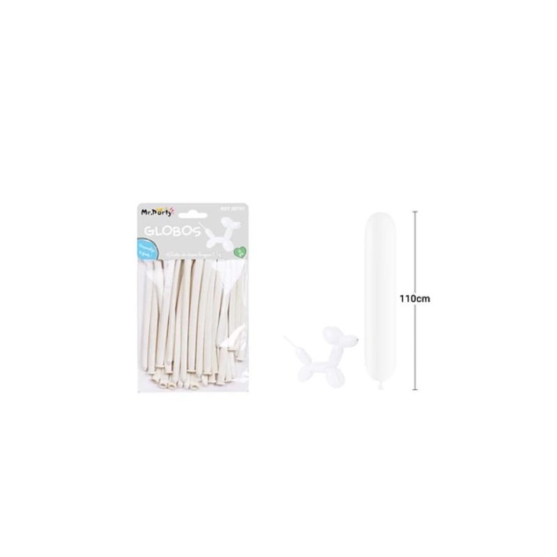 GENERICO - Globos Largos Blanco 110cm 15pcs