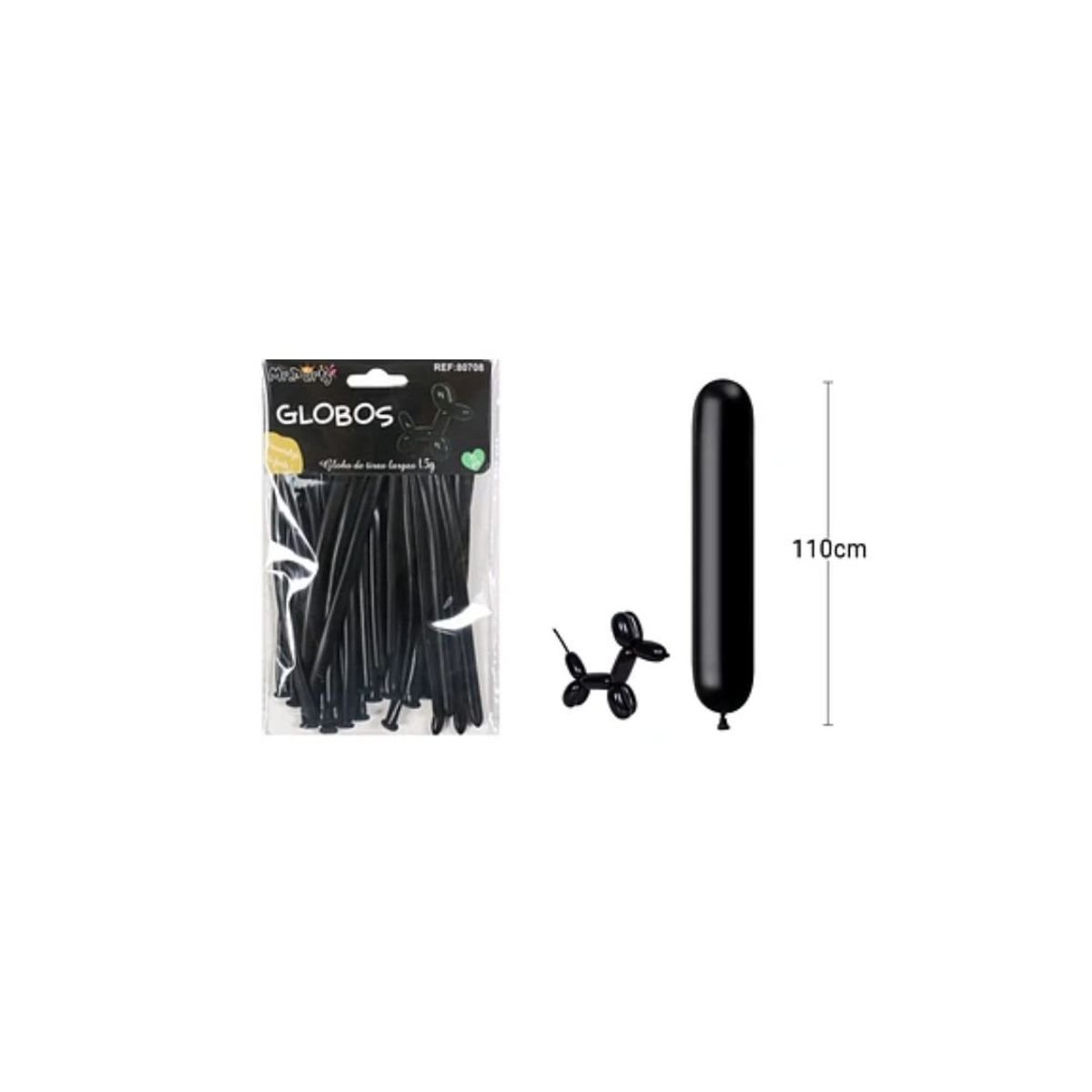 GENERICO - Globos Largos Negro 110cm 15pcs