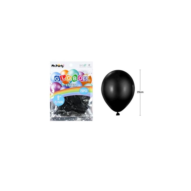 GENERICO - Globos De Látex Negro Mate 25cm 20pcs