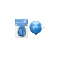 GENERICO - Globos De Látex Metalizados Cromados Azul 45cm
