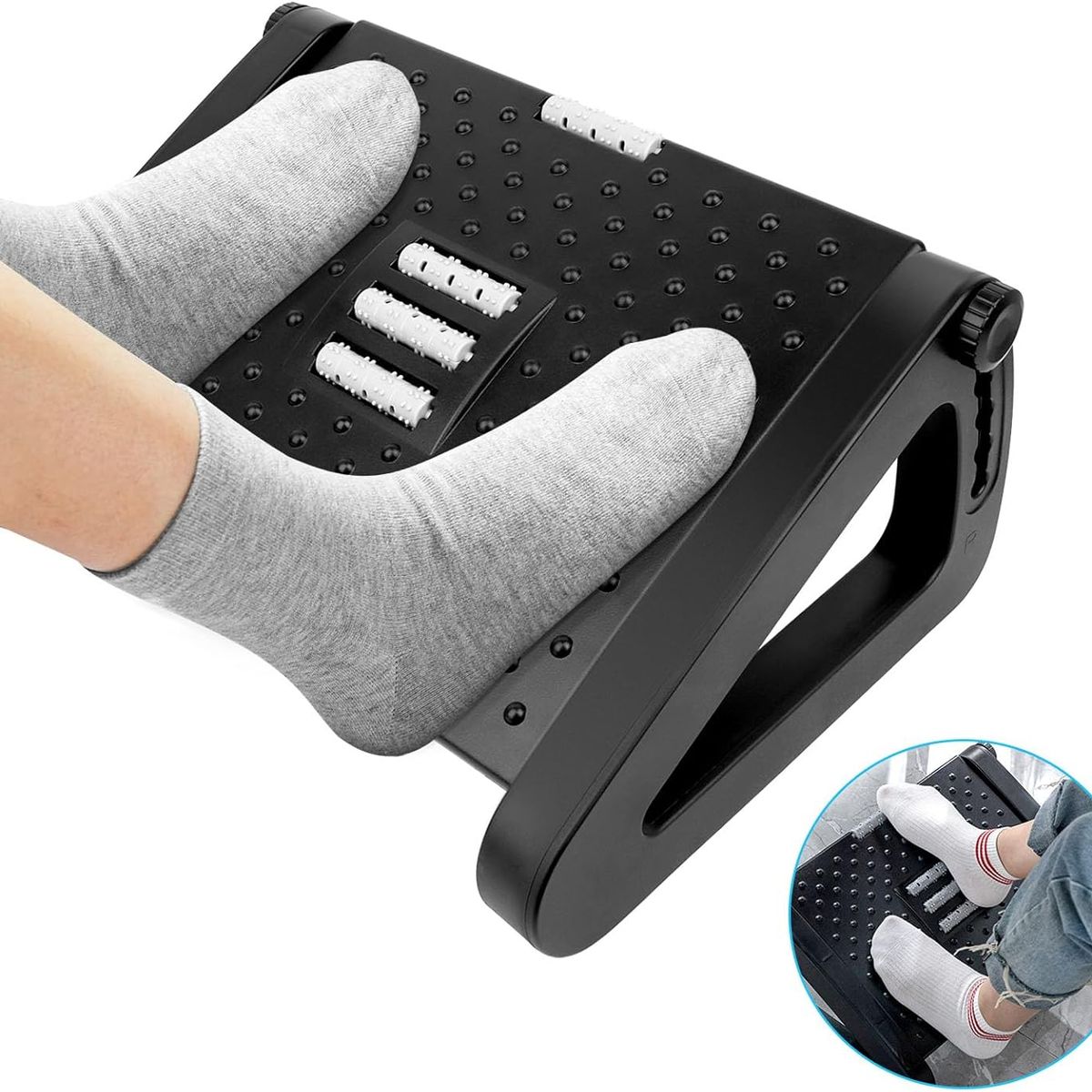 ANENG - Apoya Pies de Oficina Escritorio Ajustable en 6 Niveles Reposapies