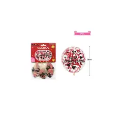 GENERICO - Globos De Látex Confeti Rojo Feliz Cumpleaños 30cm 3pcs