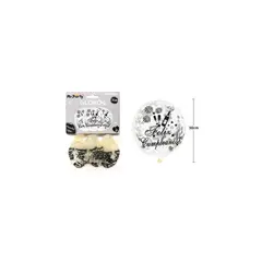GENERICO - Globos De Látex Confetti Plateado Feliz Cumpleaños 30cm 3pcs