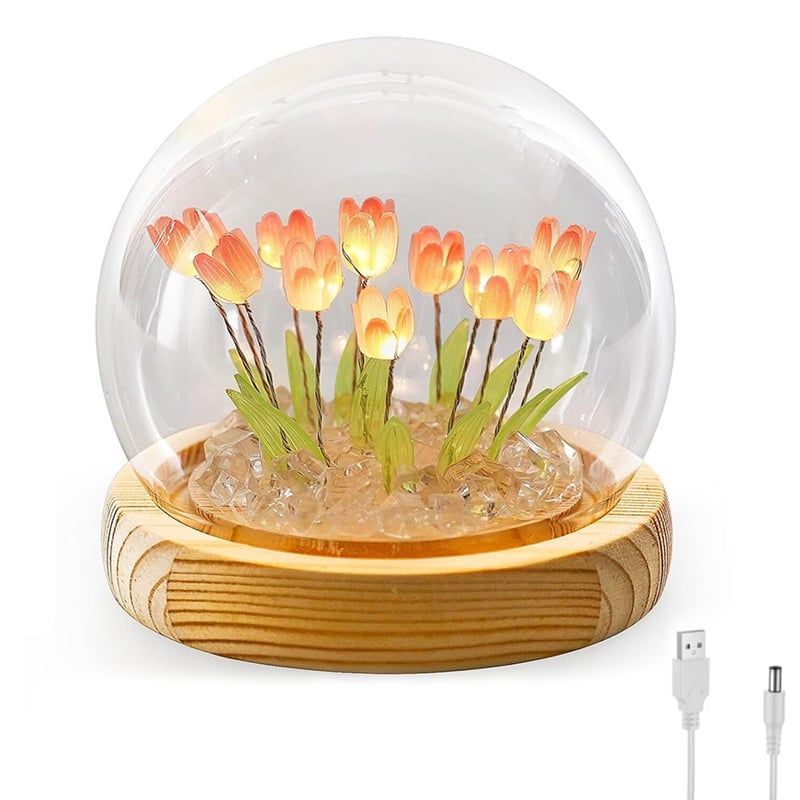 KUANGYE - Lampara Esfera De Tulipanes Lámpara decorativa Flores Artificiales