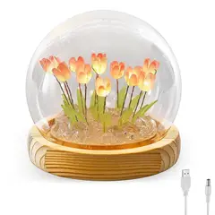 KUANGYE - Lampara Esfera De Tulipanes Lámpara decorativa Flores Artificiales