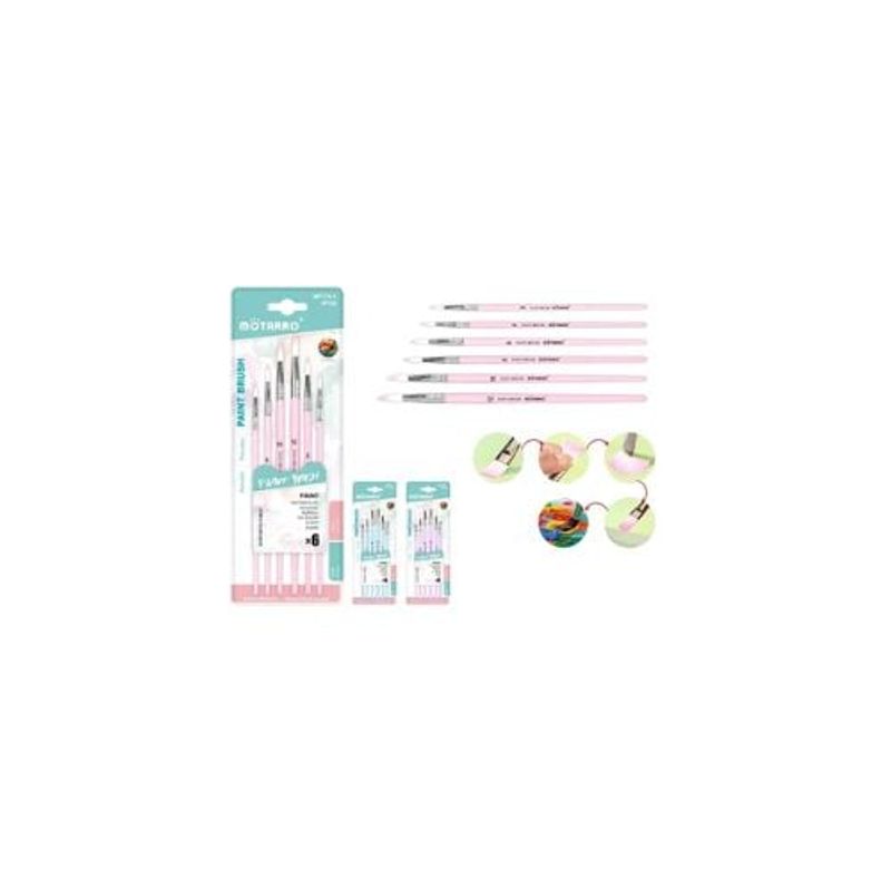 GENERICO - Set Pinceles Rosado 6 Pcs