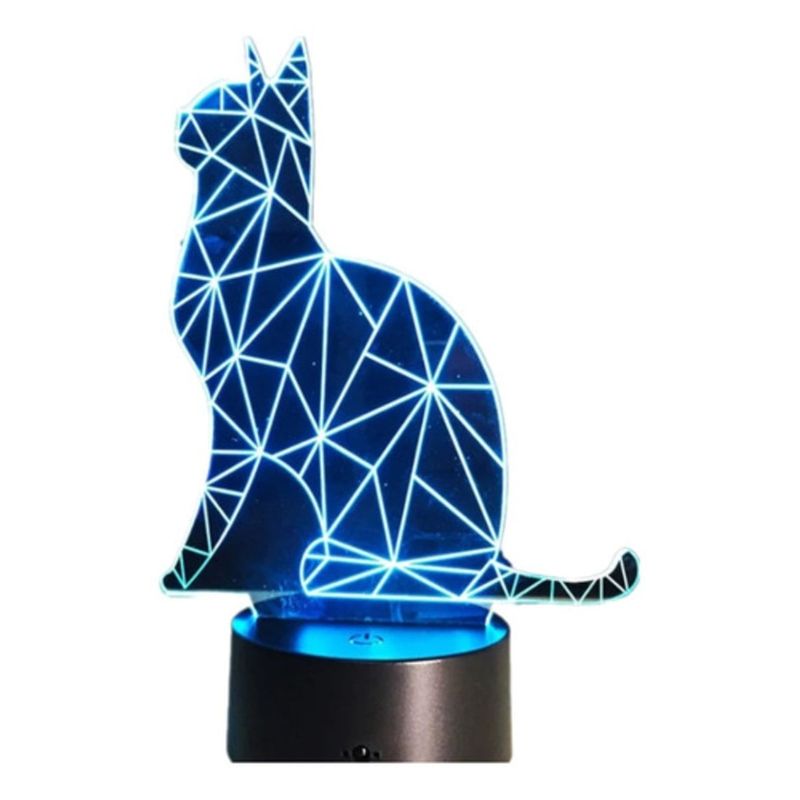 GENERICO - Lampara ilusión 3D Gato holográfico De 7 Colores