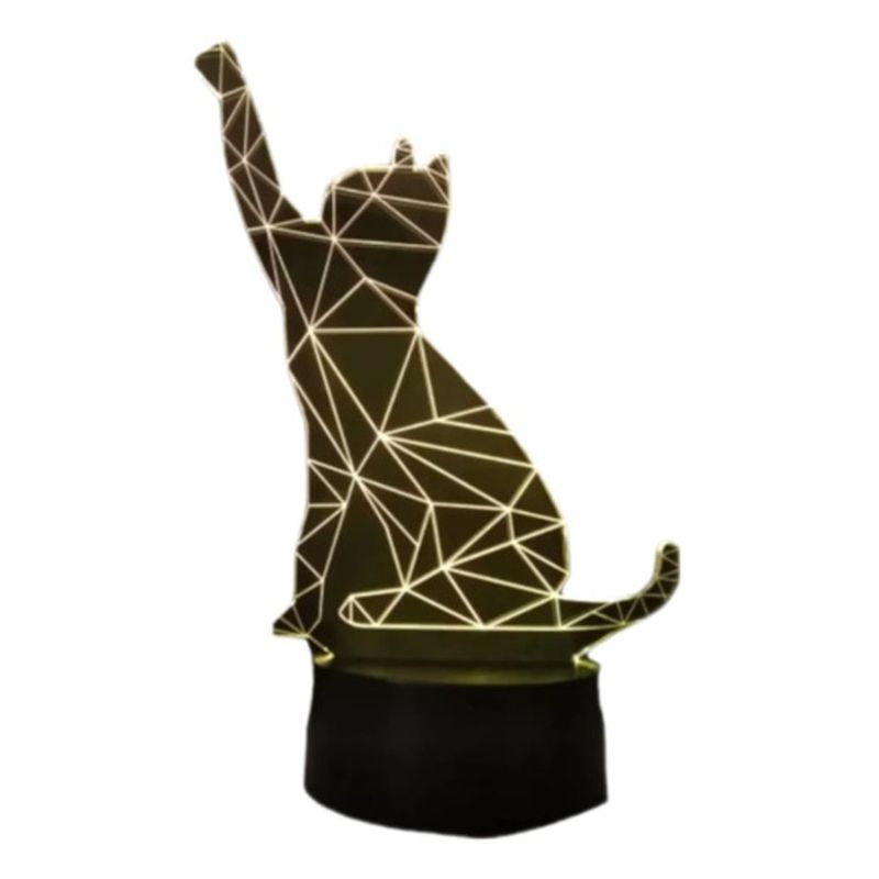 GENERICO - Lampara ilusión 3D Gato De 7 Colores