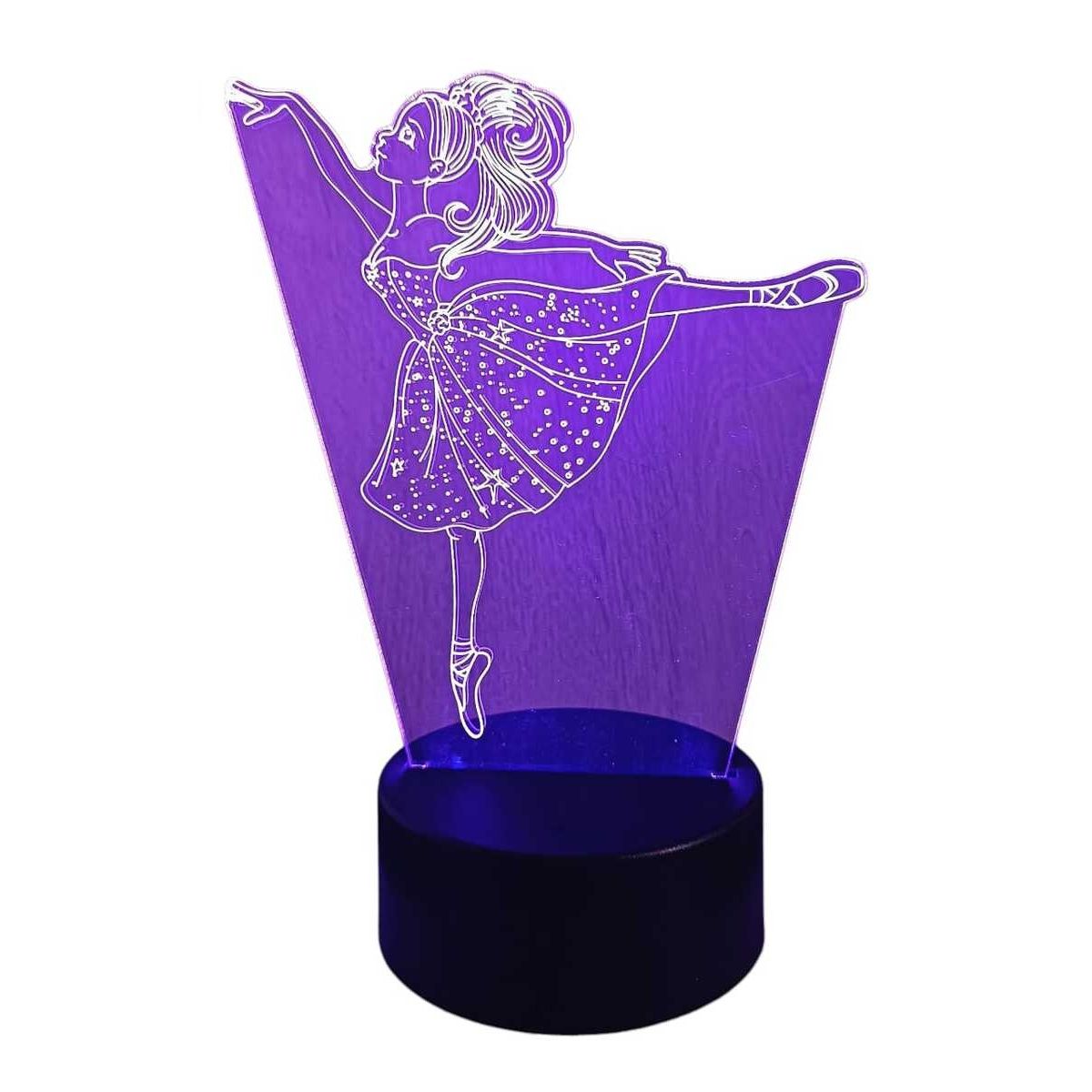 GENERICO - Lampara ilusión 3D Bailarina De 7 Colores