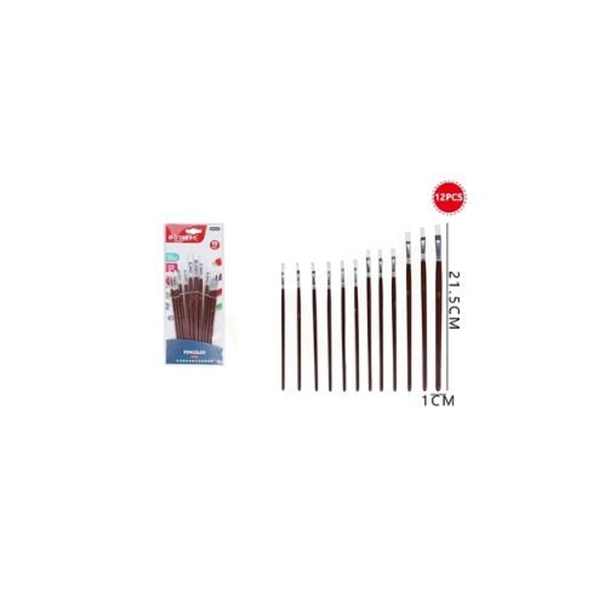 GENERICO - Set Pinceles Café Y Blanco 21 5Cm 12Pcs