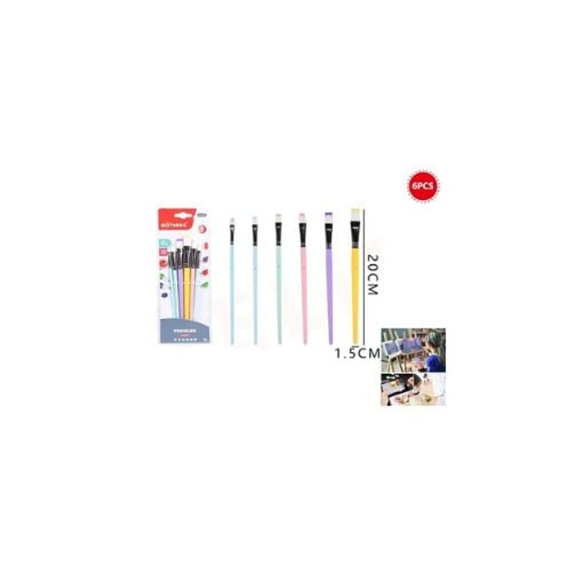 GENERICO - Pinceles Planos 20 Cm 6 Pcs