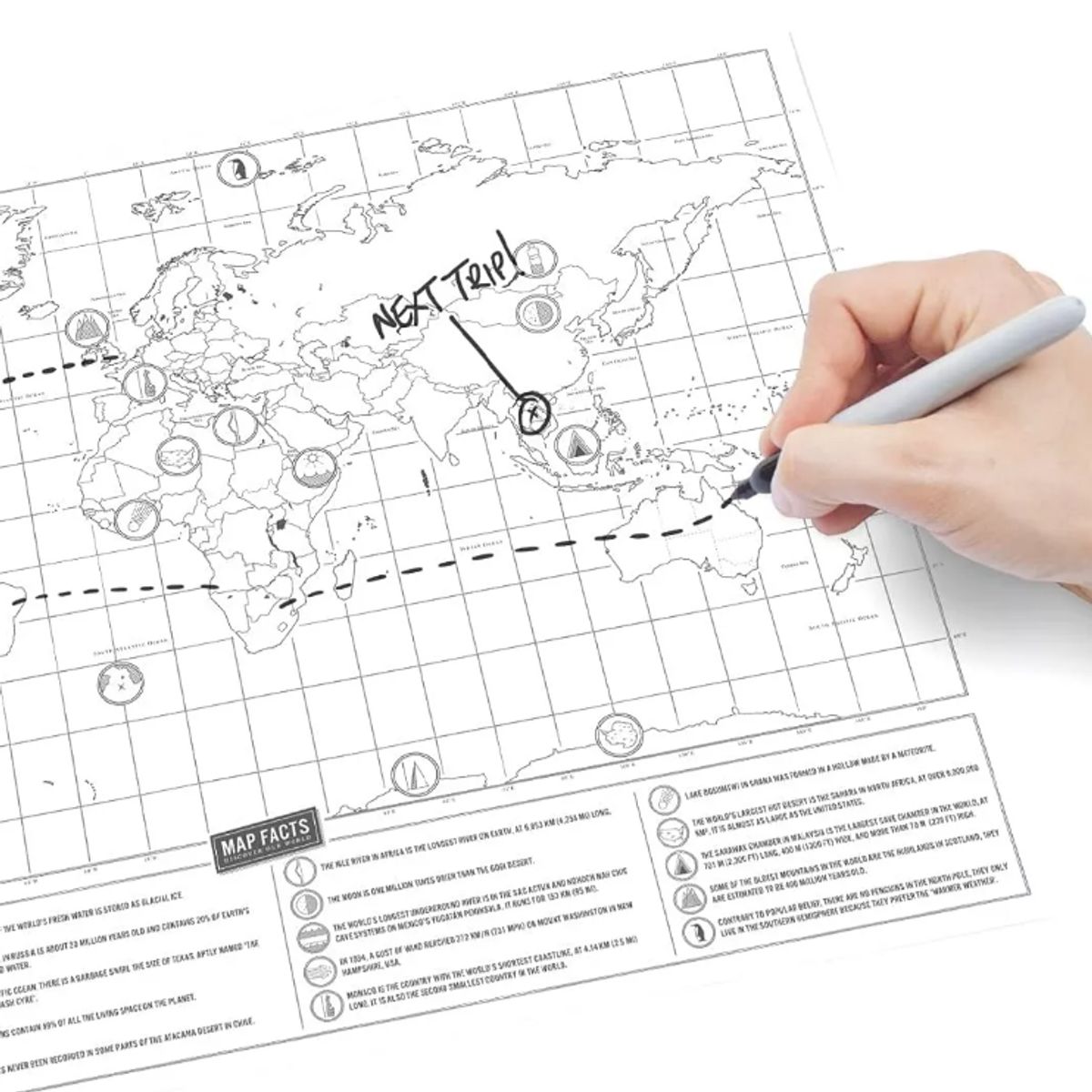 KUANGYE - Póster Rascable Mapa Mundi Scratch Ideal Para Viajeros