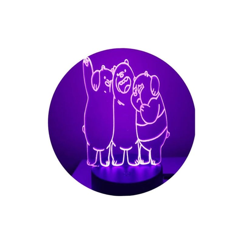 GENERICO - Lampara ilusión 3D Osos Escandalosos De 7 Colores
