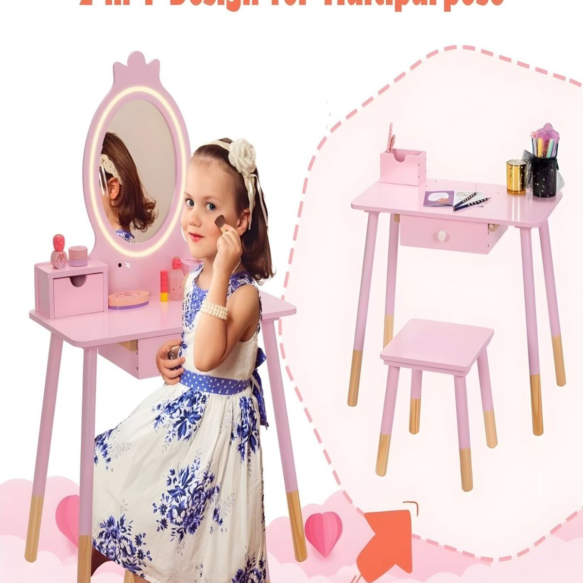 GENERICO - Organizador Tocador Juguete Con Espejo Mesa 23n1