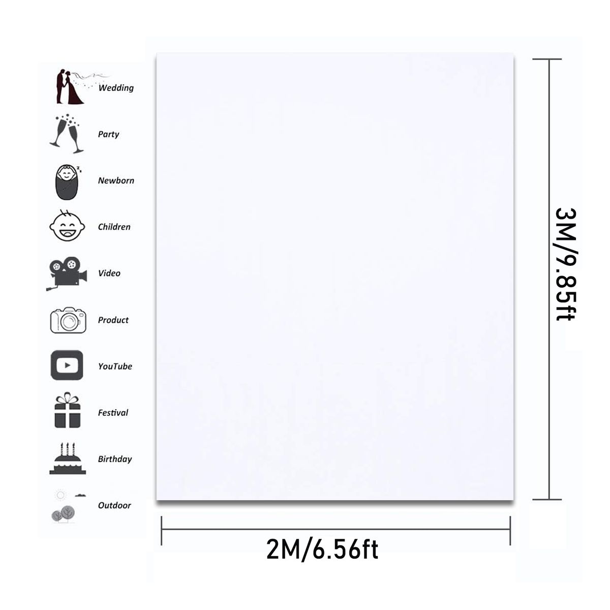 ATURE - 2x3m Fondo Blanco De Pantalla Fotografica Profesional