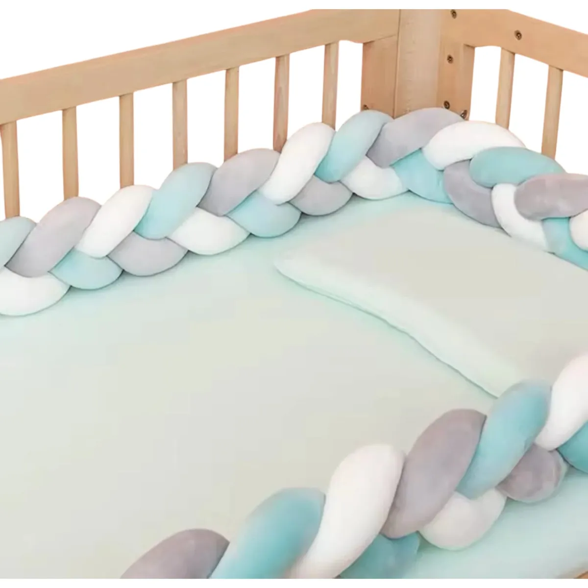 GENERICO - Trenza Cojín Seguridad Para Cuna Protección 2 Metros AZUL