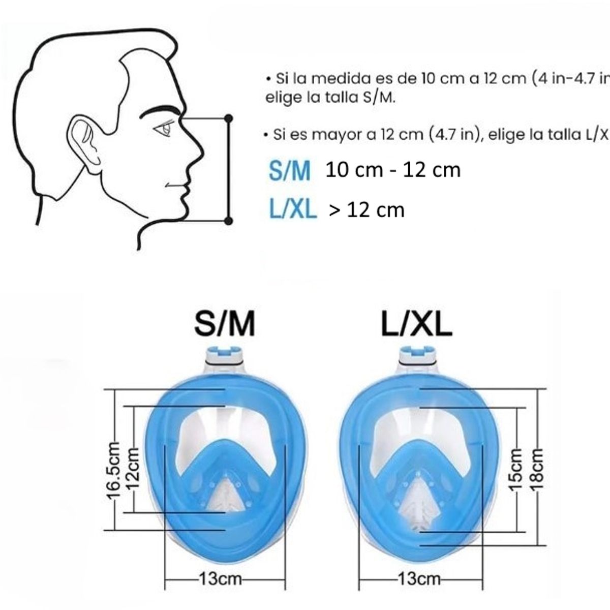 CABOSUB - Máscara de buceo Full Face Polarizada GoPro - Azul - SM