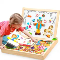 KUANGYE - 100 Pcs Circo Rompecabezas Puzzles Madera Magnético