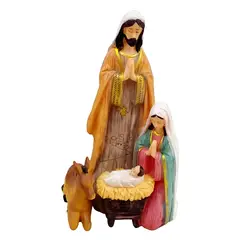GENERICO - Pesebre De Nacimiento Maria Jose Y Niño Jesús De 15x24 Cm