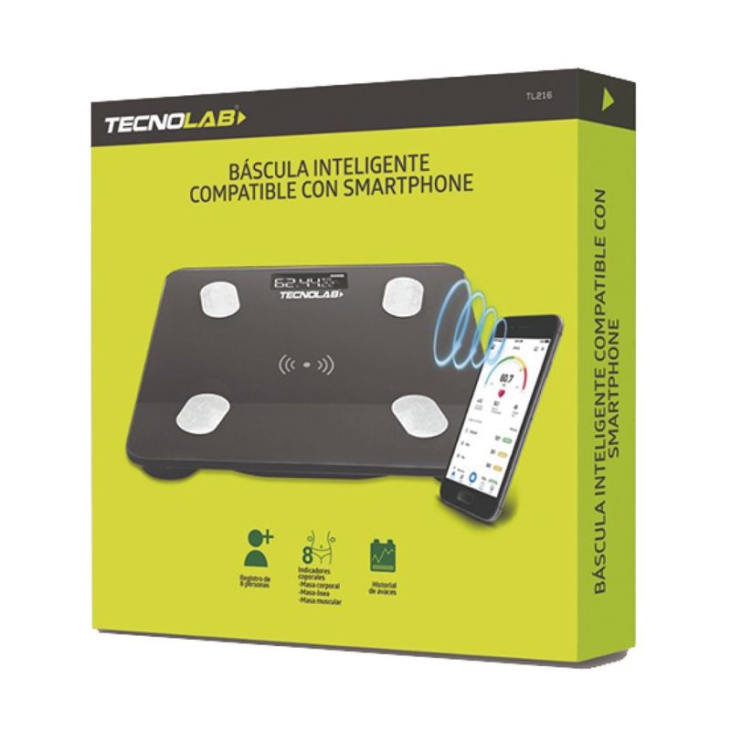 TECNOLAB - Pesa balanza de baño digital BT Inteligente TL216
