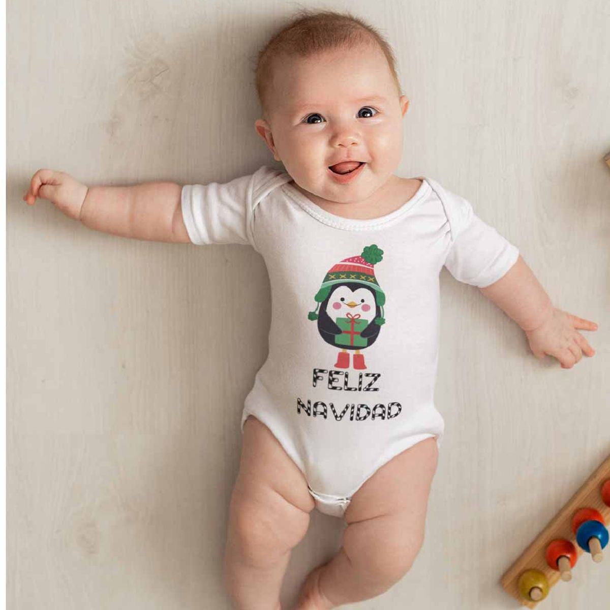 GENERICO - PILUCHOS BODY DE BEBE FELIZ NAVIDAD PINGUINO NAVIDEÑO