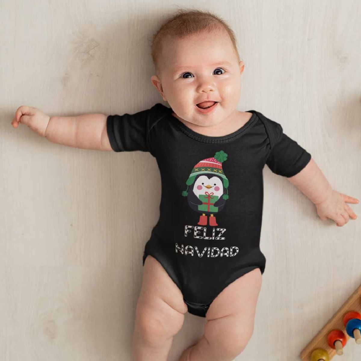 GENERICO - PILUCHOS BODY DE BEBE FELIZ NAVIDAD PINGUINO NAVIDEÑO